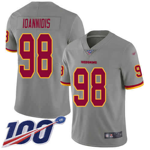 Washington Redskins Limited Gray Men Matt Ioannidis Jersey NFL Football 98 100th Season Inverted